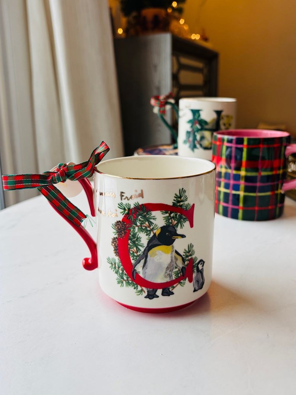 NEW Anthropologie Nathalie Lete Stoneware Holiday Monogram Mug Letter B